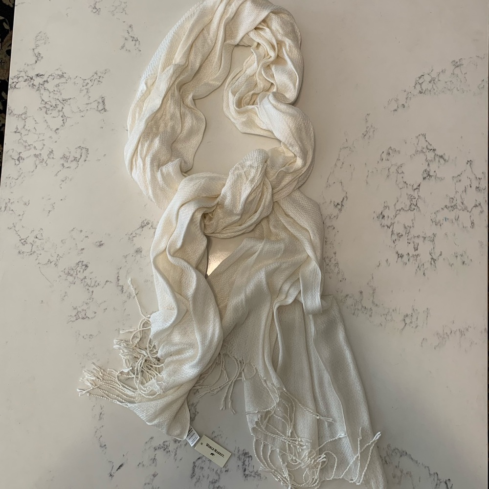 Long Soft White World Market Scarf